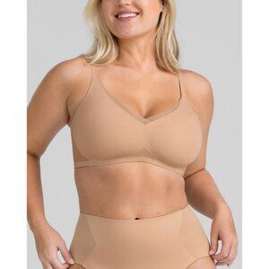 Honeylove Crossover Bra 2X 42C 42D Wireless Sand Beige Lightly Padded Mesh